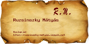 Ruzsinszky Mátyás névjegykártya